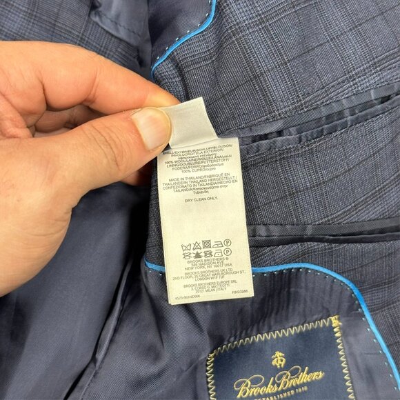Brooks Brothers "BrooksCool" Blazer REDA Wool Sport Coat Glen Check Blue 44R - Picture 10 of 10